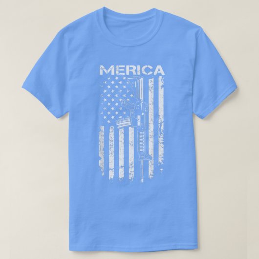 MERICA AR15 2. Abänderung 4. Juli USA Flag Fu T-Shirt (Design vorne)