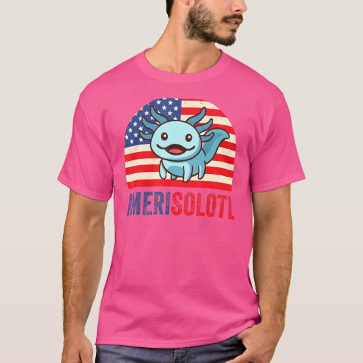 Merica Axolotl 4. Juli US Flag Patriotic Axolo T-Shirt (Vorderseite)