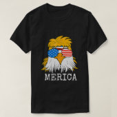 Merica Bald Eagle 4. Juli Mullet American Flag T-Shirt (Design vorne)