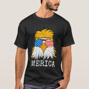 Merica Bald Eagle 4. Juli Mullet American Flag T-Shirt