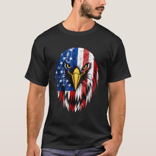Merica Bald Eagle American Flag 4. Juli T-Shirt (Vorderseite)