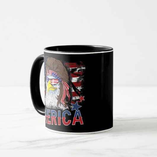 Merica Bald Eagle Mullet 4. Juli Amerikaner Tasse (Vorderseite Links)
