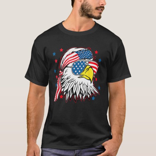 Merica Bald Eagle Mullet 4. Juli Amerikanische Fla T-Shirt (Vorderseite)