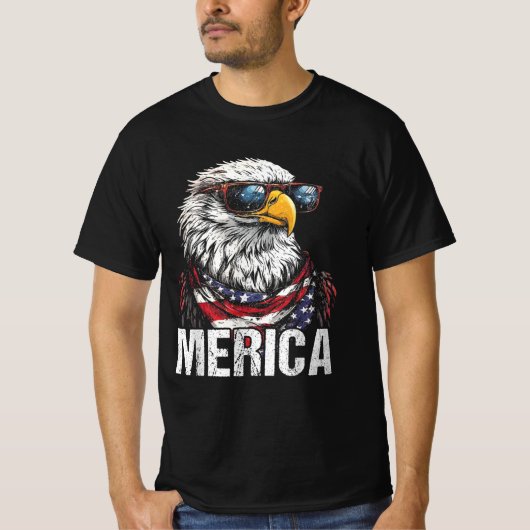 Merica Bald Eagle Patriotic Eagle 4. Juli T-Shirt (Vorderseite)