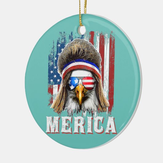 Merica Bald Eagle USA Flag Patriotic 4. Keramik Ornament (Links)