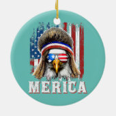Merica Bald Eagle USA Flag Patriotic 4. Keramik Ornament (Hinten)