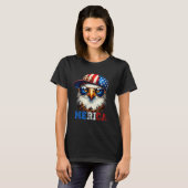 Merica Bald Eagle Wearing Cap 4th Of July Patrioti T-Shirt (Vorne ganz)