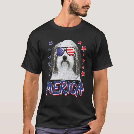 Merica Barted Colliese Hund 4. Juli USA T-Shirt (Vorderseite)