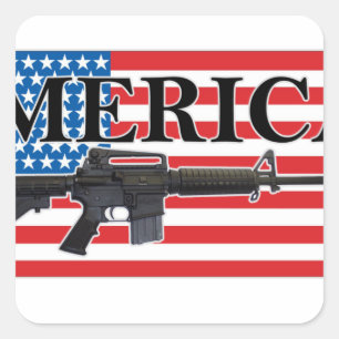 Merica beunruhigte Gewehr-Shirt h.png Quadratischer Aufkleber