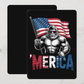 Merica Bigfoot American Flag Patriotic 4. Juli Einladung (Vorne/Hinten)