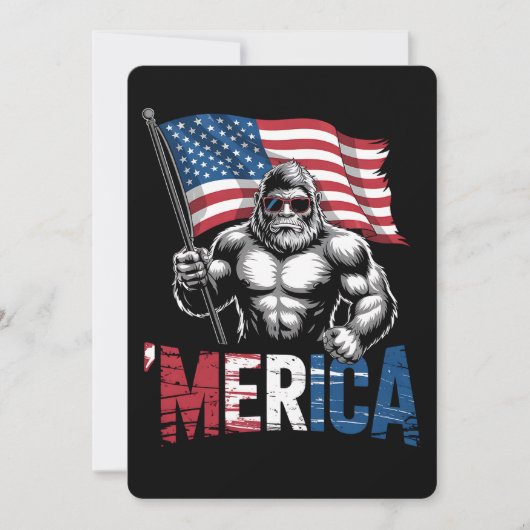 Merica Bigfoot American Flag Patriotic 4. Juli Einladung (Vorderseite)