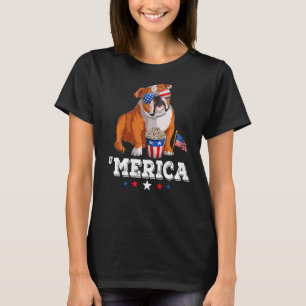 Merica Bulldog 4. Juli USA American Flag Engli T-Shirt