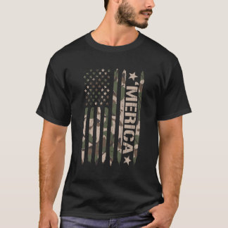 Merica Camouflage American Flag Camouflage Camofla T-Shirt