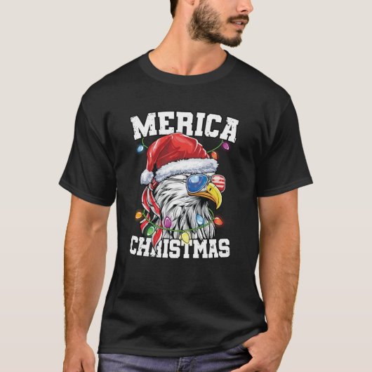 Merica Christmas Patriotic USA Patriotic Santa Bal T-Shirt (Vorderseite)