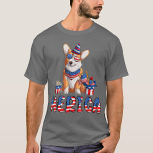 Merica Corgi 4. Juli American USA Flag Corgi D T-Shirt