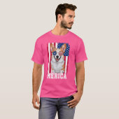 Merica Corgi Dog USA Flag Patriotic 4. Juli T-Shirt (Vorne ganz)