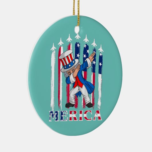 Merica Dabbing Uncle Sam 4. Juli America Flag Keramik Ornament (Rechts)
