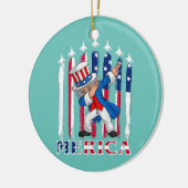 Merica Dabbing Uncle Sam 4. Juli America Flag Keramik Ornament (Links)