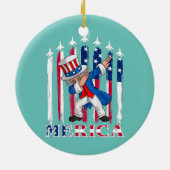 Merica Dabbing Uncle Sam 4. Juli America Flag Keramik Ornament (Hinten)
