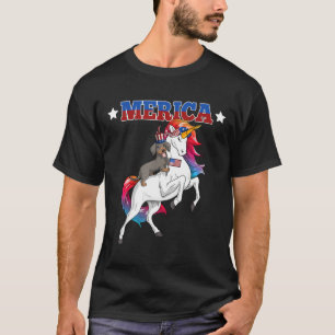 Merica Dackel Dog Unicorn US-amerikanische Flagge T-Shirt