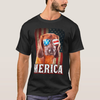 Merica Dackel Hund Amerikanische Flagge 4. Juli T-Shirt