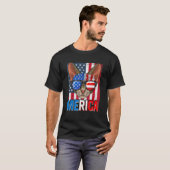 Merica Devon Rex Katze 4. Juli Amerikanische Flag T-Shirt (Vorne ganz)