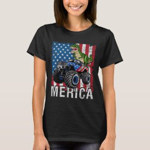 Merica Dinosaur Monster Truck Amerikanische Flagge T-Shirt