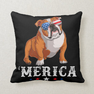 Merica Dog 4. Juli USA American Flag Englisch B Kissen