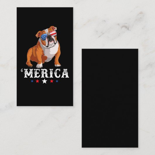 Merica Dog 4. Juli USA American Flag Englisch B Visitenkarte (Vorne/Hinten)