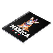 Merica Dog 4th of July Amerika American Flag Corgi Notizblock (Linke Seite)
