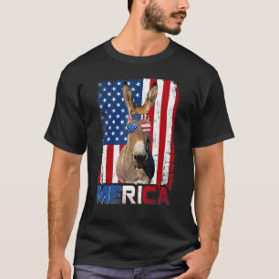 Merica Donkey & Usa Flag Patriotischer Bauer 4. J T-Shirt