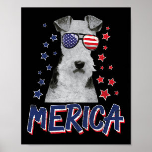 Merica Drahthaar-Foxterrier Hund 4. Juli USA-Gesch Poster