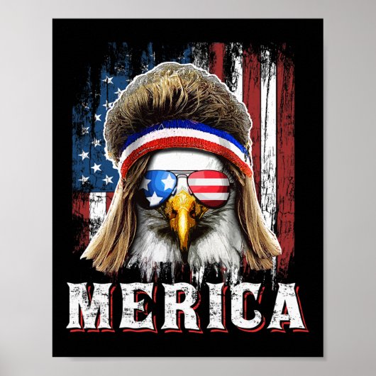 Merica Eagle Mullet 4. Juli American Flag Star Poster (Vorne)