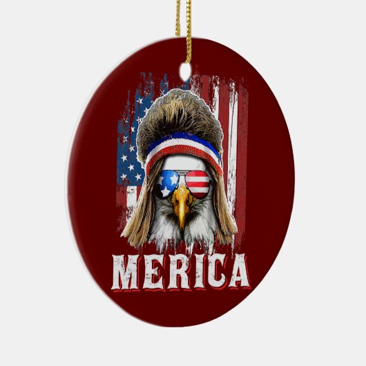 Merica Eagle Mullet 4. Juli Amerikanische Flagge Keramik Ornament (Rechts)