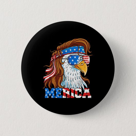 Merica Eagle Mullet 4. Juli Amerikanische Flagge U Button (Vorderseite)