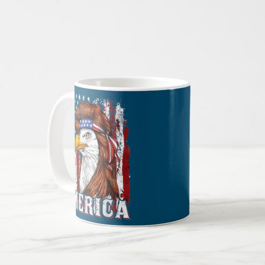 Merica Eagle Mullet American Flag 4. Juli Kaffeetasse (Vorderseite Links)