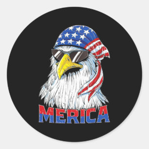 Merica Eagle Mullet American Flag Veterans Day Runder Aufkleber