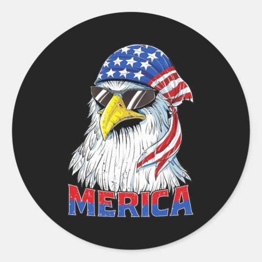 Merica Eagle Mullet American Flag Veterans Day Runder Aufkleber (Vorderseite)