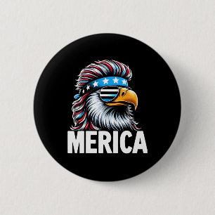 Merica Eagle Mullet Sungles Usa American Flag Eagl Button