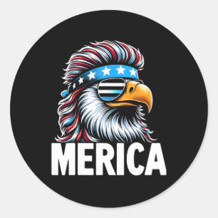 Merica Eagle Mullet Sungles Usa American Flag Eagl Runder Aufkleber