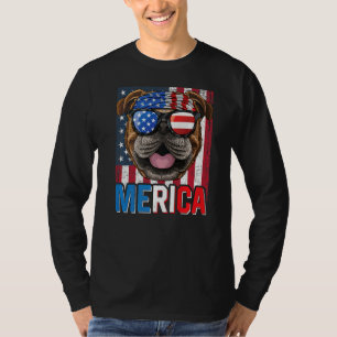 Merica English Bulldog Dog 4. Juli American F T-Shirt