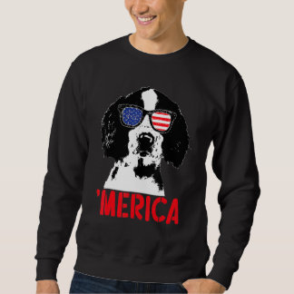 Merica Englistel Springer Spaniel American Flag 4. Sweatshirt