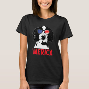 Merica Englistel Springer Spaniel American Flag 4. T-Shirt