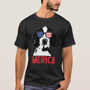 Merica Englistel Springer Spaniel American Flag 4. T-Shirt