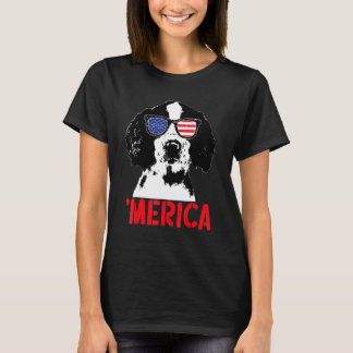 Merica Englistel Springer Spaniel American Flag 4. T-Shirt