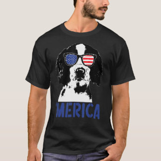 Merica Englistel Springer Spaniel American Flag 4. T-Shirt