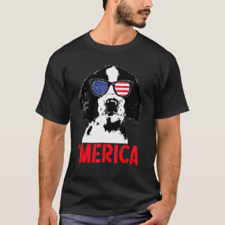 Merica Englistel Springer Spaniel American Flag 4. T-Shirt