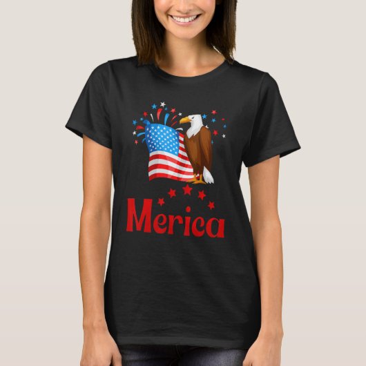 Merica Flag Eagle Glasses T-Shirt (Vorderseite)