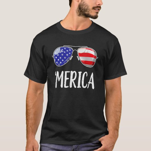 Merica Flag Sunglasses  Patriotic 4th Of July Men T-Shirt (Vorderseite)