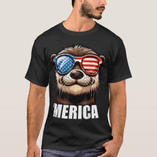Merica Flussotter Lustig Amerikanisch Patriotisch T-Shirt